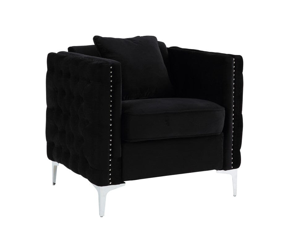 Bayberry Black Velvet Sofa Loveseat Chair Living Room Set