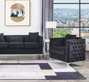 Bayberry Black Velvet Chair with 1 Pillow