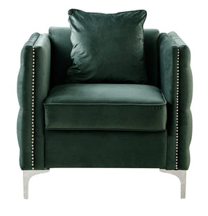 Bayberry Green Velvet Chair with 1 Pillow