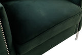 Bayberry Green Velvet Chair with 1 Pillow