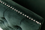 Bayberry Green Velvet Sofa with 3 Pillows
