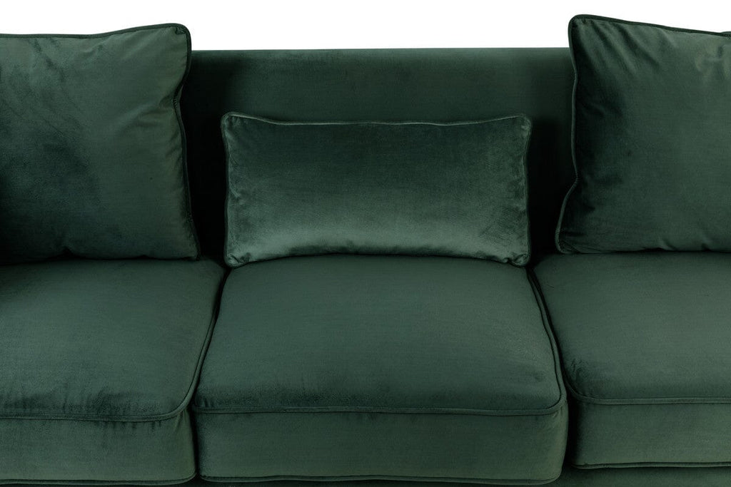 Bayberry Green Velvet Sofa with 3 Pillows