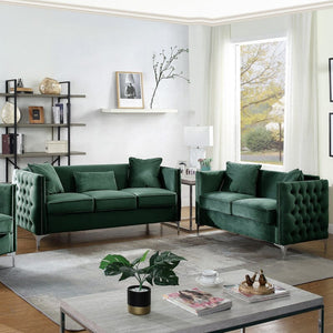 Bayberry Green Velvet Sofa Loveseat Living Room Set