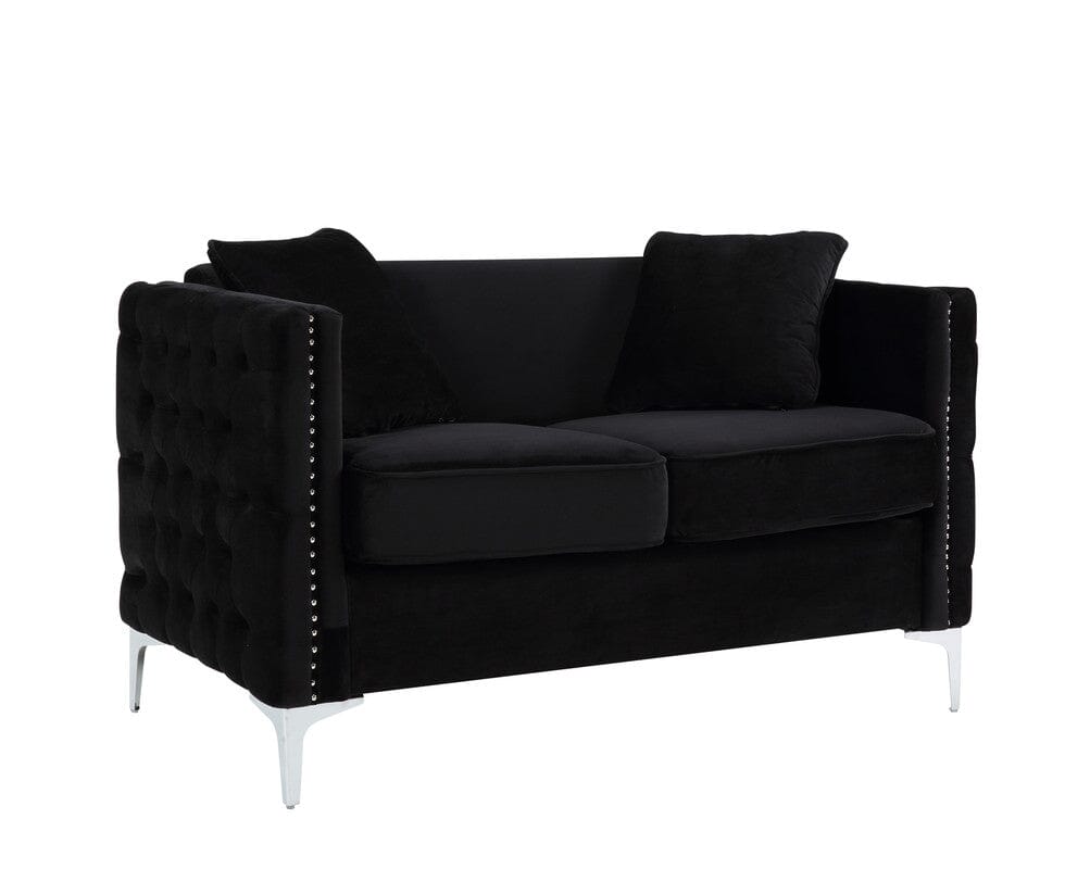 Bayberry Black Velvet Sofa Loveseat Living Room Set | DesignerHardware.com