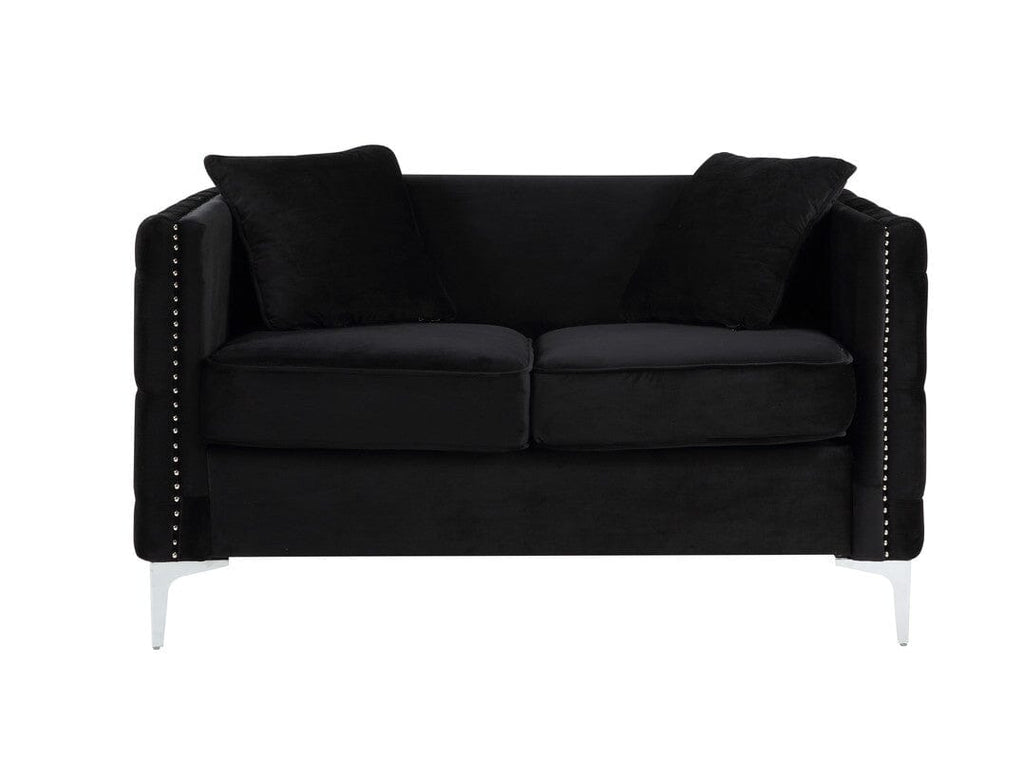 Bayberry Black Velvet Sofa Loveseat Living Room Set | DesignerHardware.com