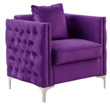 Bayberry Purple Velvet Chair with 1 Pillow