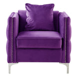 Bayberry Purple Velvet Chair with 1 Pillow