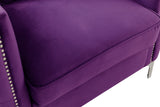 Bayberry Purple Velvet Chair with 1 Pillow