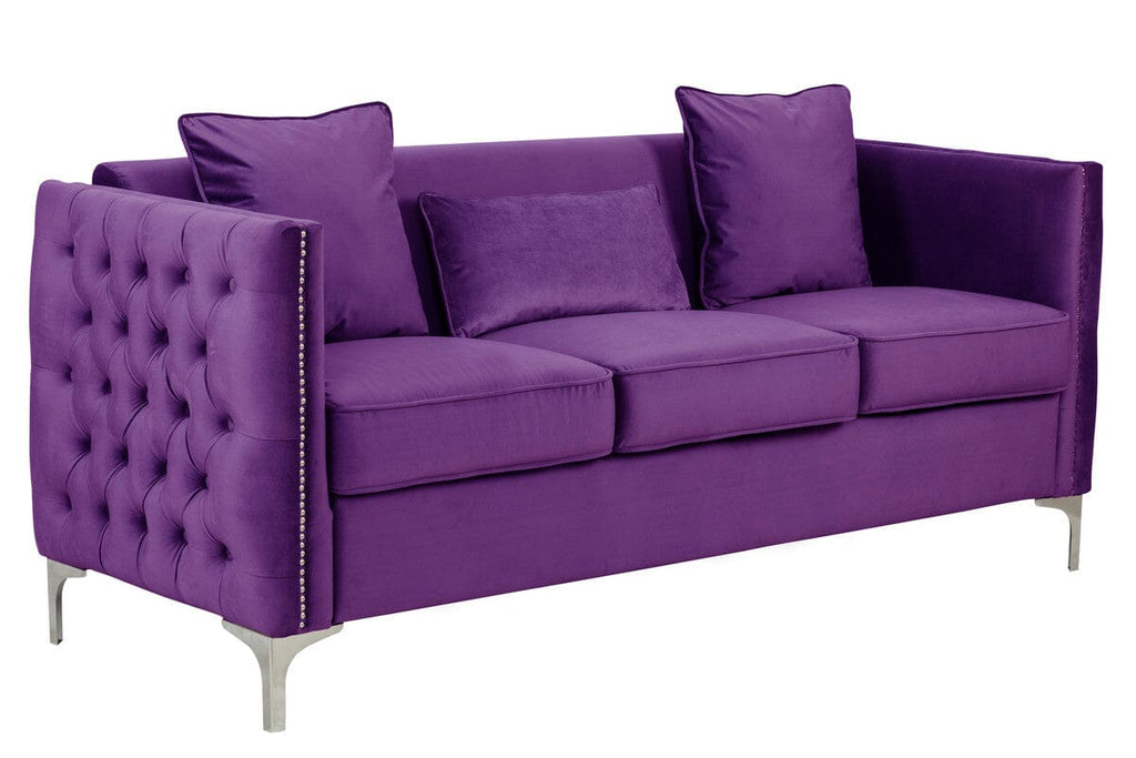 Bayberry Purple Velvet Sofa Loveseat Living Room Set