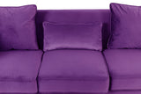 Bayberry Purple Velvet Sofa with 3 Pillows