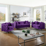 Bayberry Purple Velvet Chair with 1 Pillow