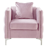 Bayberry Pink Velvet Chair with 1 Pillow