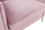 Bayberry Pink Velvet Chair with 1 Pillow