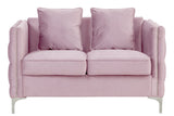Bayberry Pink Velvet Loveseat with 2 Pillows