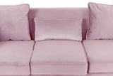 Bayberry Pink Velvet Sofa with 3 Pillows