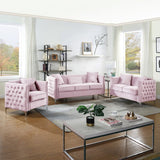 Bayberry Pink Velvet Chair with 1 Pillow