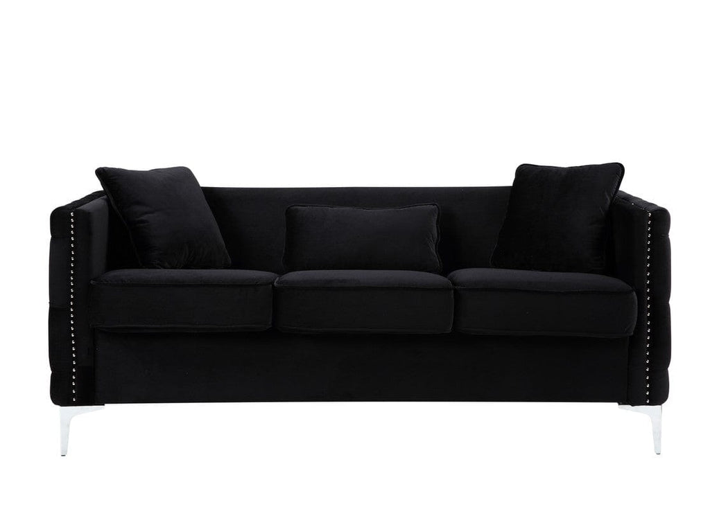 Bayberry Black Velvet Sofa Loveseat Living Room Set | DesignerHardware.com