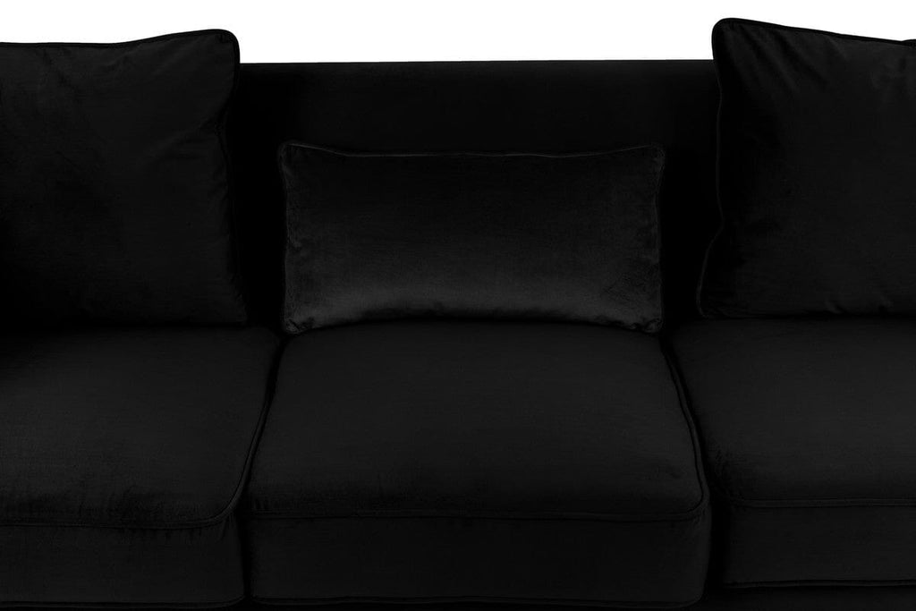 Bayberry Black Velvet Sofa with 3 Pillows