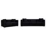 Bayberry Black Velvet Sofa Loveseat Living Room Set