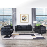 Bayberry Black Velvet Chair with 1 Pillow