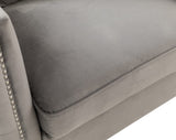 Bayberry Gray Velvet Loveseat with 2 Pillows