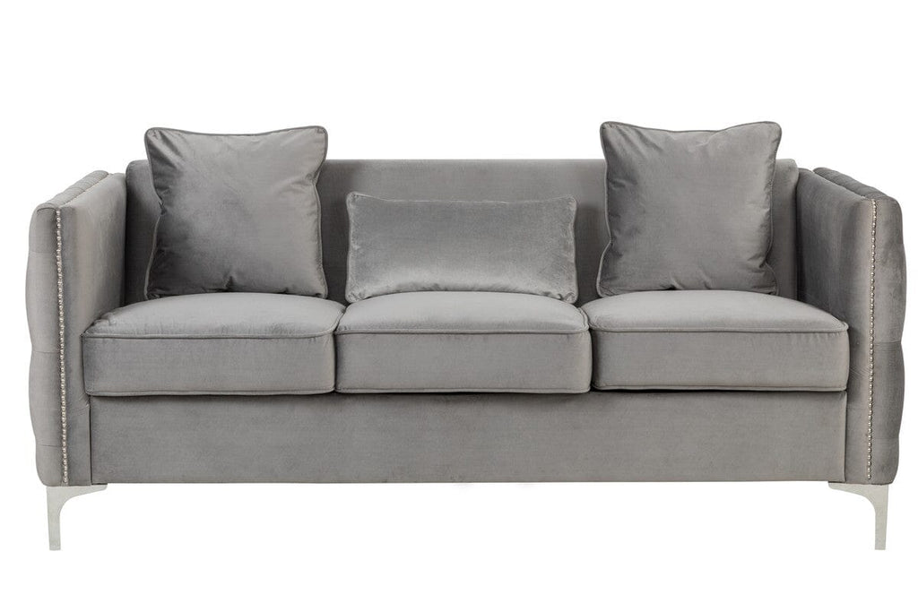Bayberry Gray Velvet Sofa Loveseat Living Room Set