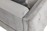 Bayberry Gray Velvet Sofa with 3 Pillows