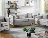 Bayberry Gray Velvet Sofa with 3 Pillows
