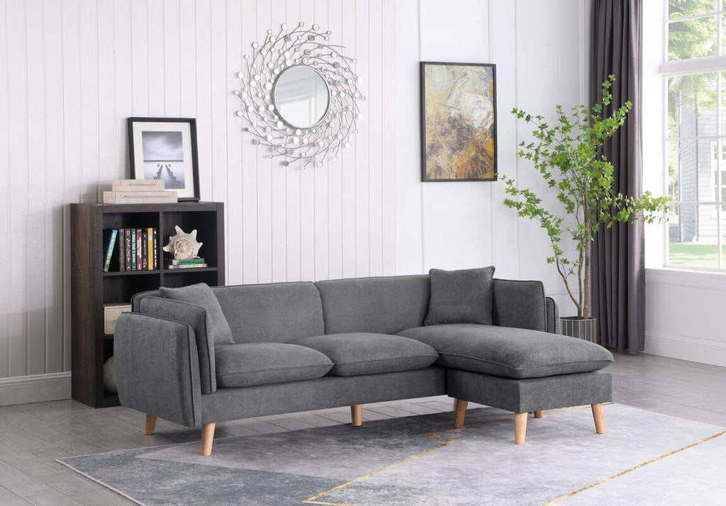 Brayden Light Gray Fabric Sectional Sofa Chaise –