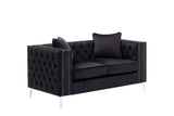 Lorreto Black Velvet Fabric Sofa Loveseat Living Room Set