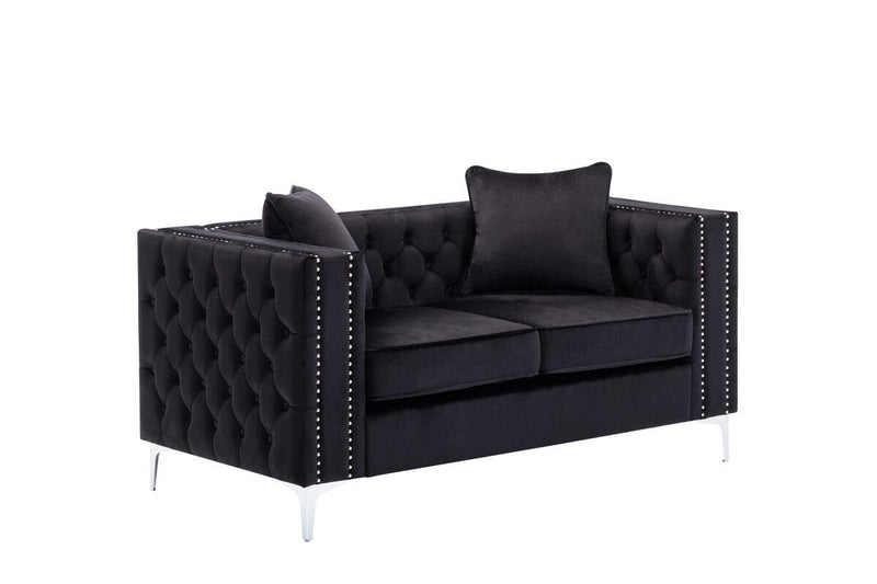 Lorreto Black Velvet Loveseat