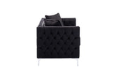 Lorreto Black Velvet Fabric Sofa Loveseat Living Room Set