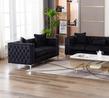 Lorreto Black Velvet Loveseat
