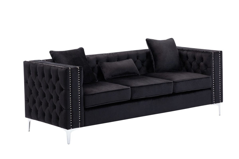 Lorreto Black Velvet Sofa