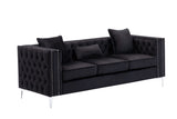 Lorreto Black Velvet Fabric Sofa Loveseat Living Room Set