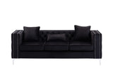 Lorreto Black Velvet Fabric Sofa Loveseat Living Room Set