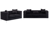 Lorreto Black Velvet Fabric Sofa Loveseat Living Room Set