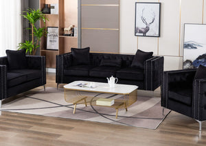 Lorreto Black Velvet Sofa