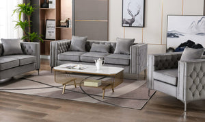 Lorreto Gray Velvet Sofa