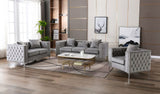 Lorreto Gray Velvet Fabric Sofa Loveseat Chair Living Room Set