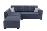 Ordell Dark Gray Linen Fabric Sectional Sofa with Left Facing Chaise Ottoman and Pillows