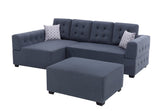 Ordell Dark Gray Linen Fabric Sectional Sofa with Left Facing Chaise Ottoman and Pillows