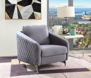 Sofia Gray Velvet Modern Chic Accent Armchair