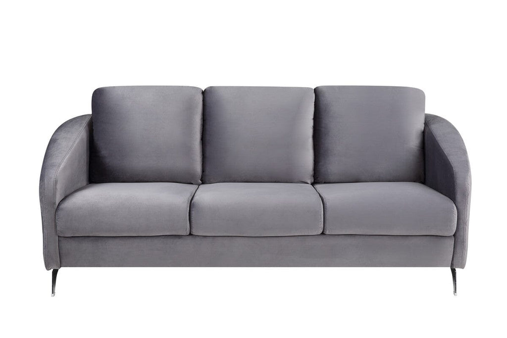 Sofia Gray Velvet Modern Chic Sofa Couch