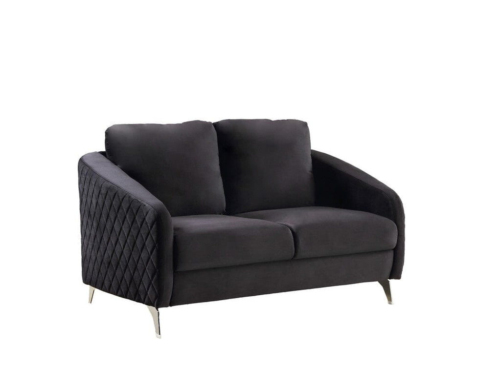 Sofia Black Velvet Fabric Sofa Loveseat Living Room Set ...