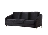 Sofia Black Velvet Fabric Sofa Loveseat Chair Living Room Set