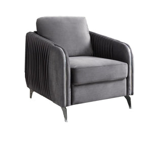 Hathaway Gray Velvet Modern Chic Accent Armchair