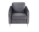 Hathaway Gray Velvet Modern Chic Accent Armchair