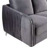 Hathaway Gray Velvet Modern Chic Accent Armchair