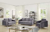 Hathaway Gray Velvet Modern Chic Accent Armchair
